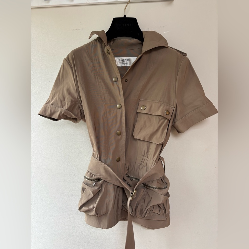 Lanvin Brown Utility Jacket with Short Sleeves- 6